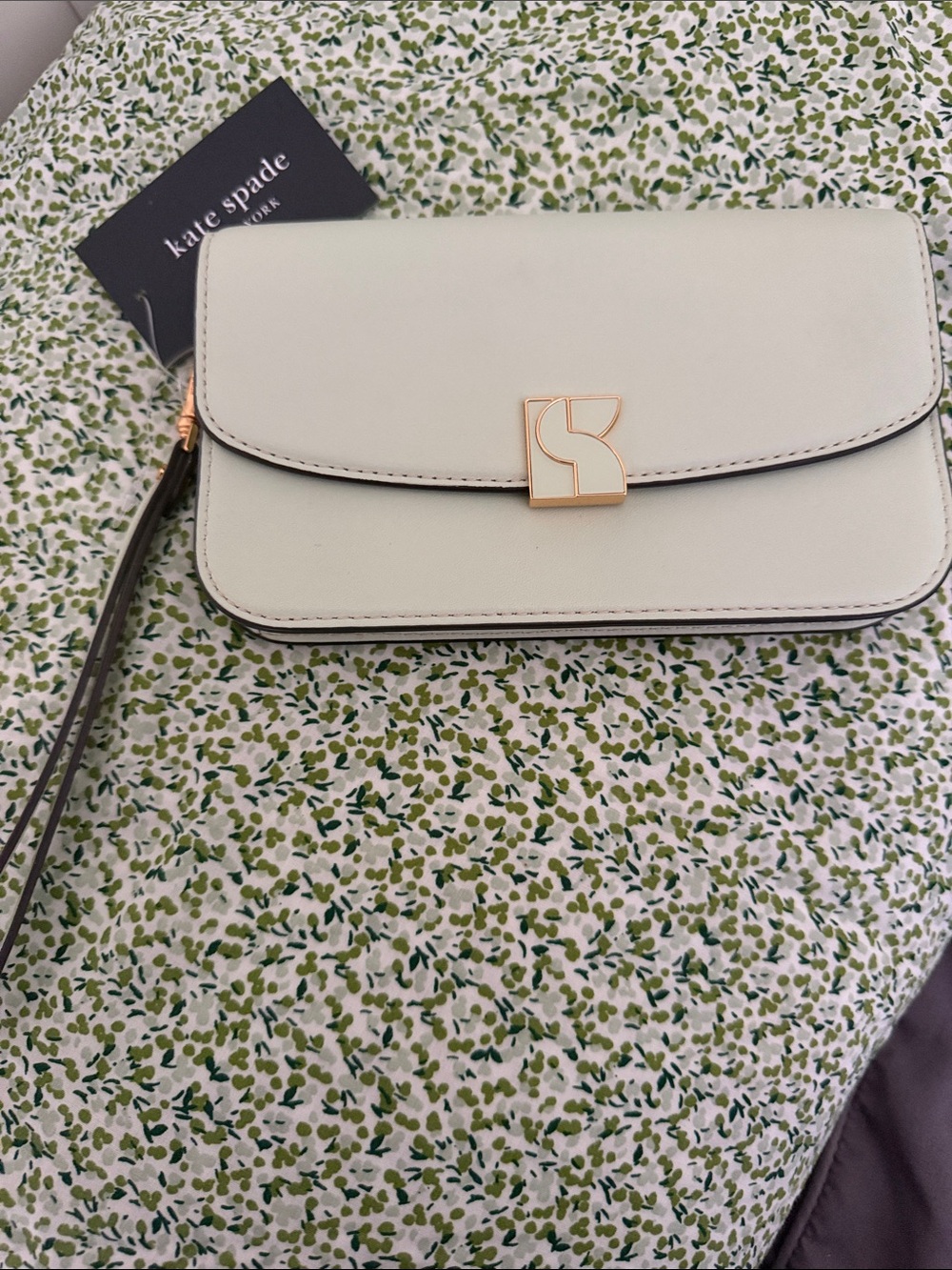 kate spade mint Leather Flap Wristlet with Gold-Tone Clasp